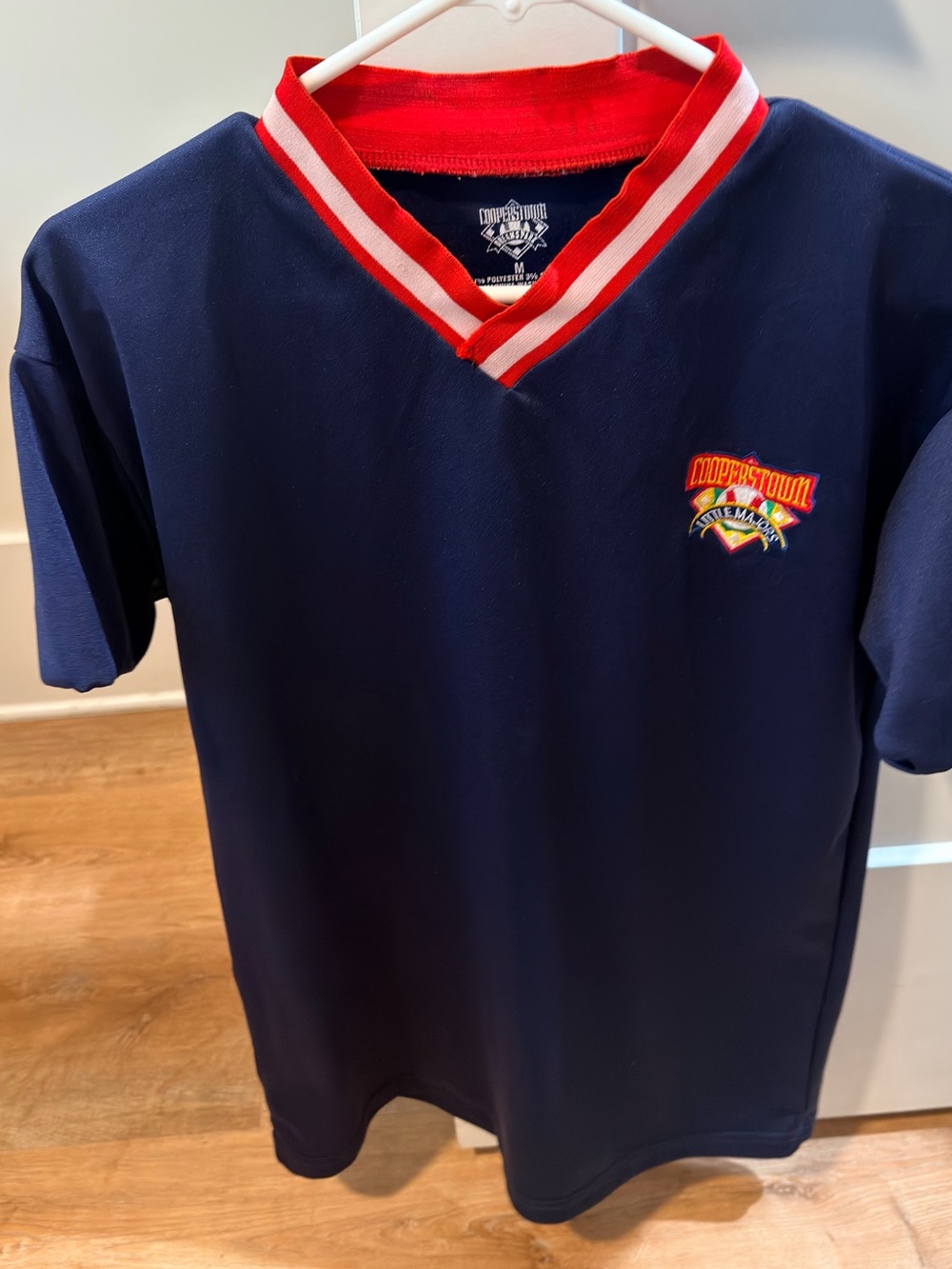 Cooperstown Navy Short Sleeve Kids Jersey with Red Trim